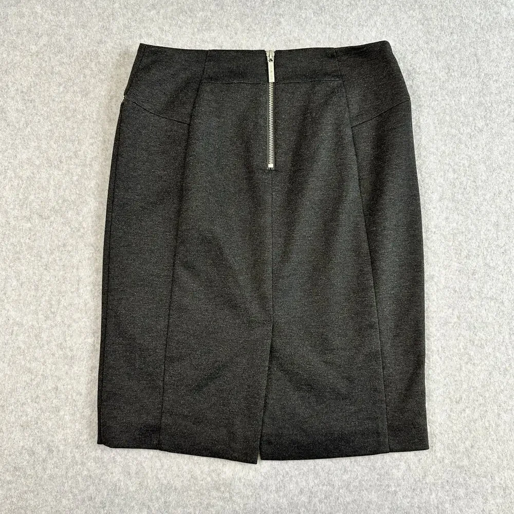 Michael Kors Pencil Skirt WMNS Size 6 Charcoal Gray Zip Pocket Modern Minimalist